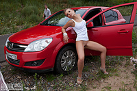 Younger-babes erotic pussy amour angels posing near car