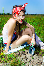 Gardener cute erotic models enjoy sun