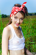 Gardener cute erotic models enjoy sun