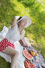 Cute angel in the park