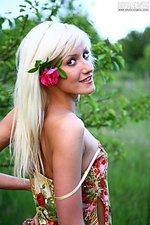 Naked horny teens with pink flowers