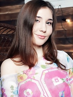 Shaine new model shaine bares her tight ass and slender body on the chair.