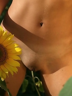 Funky photo-session with sunflowers