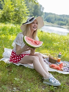This mind blowing and breath taking blonde teen angel totally enjoys getting fully naked in the local park.