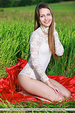 Violet violet delightfully poses outdoors as she spreads her legs, baring her sweet pussy.