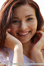 Berenice berenice stpreads her legs wide open as she displays her sweet pussy outdoors.