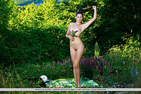 Rosella rosella bares her small tits and smooth pussy in the garden. Rosella rosella bares her small tits and smooth pussy in the garden.