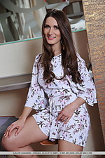 Elina elina shows off her amazing knockers and sweet camel toe on the stool.