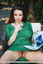 Maible maible strips her green dress outdoors as she bares her huge titties.