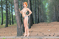 Violla a redhead violla a displays her amazing body as she poses among the pine trees.